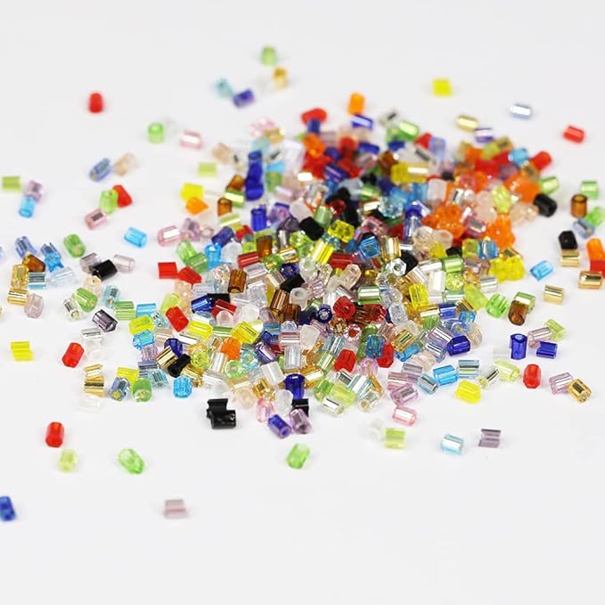 10/0 Glass Hexagon Seed Beads with Beading Needles About 21600pcs in Box , Seed Beads for Jewelry Making, Hexagon 2 X 2.2mm(900pcs/Color, 24 Colors)