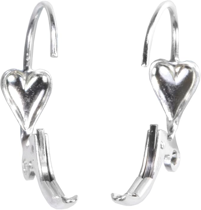 ugems sterling 6 silver heart leverback findings components usa made 925 open loop design handcraft supply classic style jewelry making parts bright finish 3 pairs spring closure sku j-4172