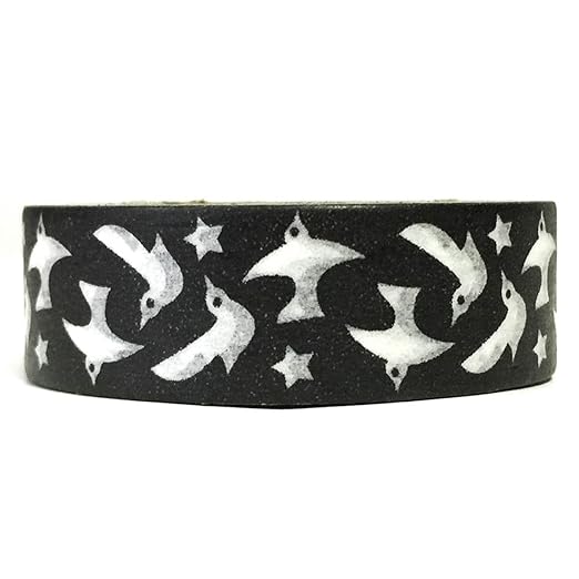 Wrapables Colorful Patterns Washi Masking Tape, Hope Black