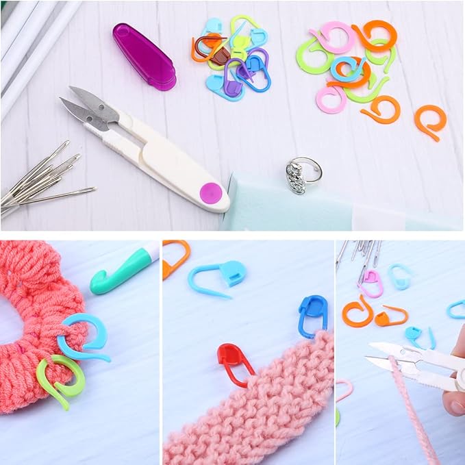 7 Sizes Crochet Hooks Set (7mm-20mm) with 9 Pcs Large-Eye Blunt Needles, Huge Plastic Crochet Hook Crochet, Adjustable Knitting Loop, Extra Large Crochet Hook for Yarn Weaving Craft Tools