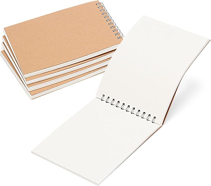 HEIHAK 25 Pack A6 Sketch Notebooks, 120 Pages 60 Sheets Top Spiral Bound Pocket Sketchbooks, Small Spiral Notepads Sketch Pads Bulk for Kids Drawing, Sketching, Painting, Writing, Crafting, 4" x 6"
