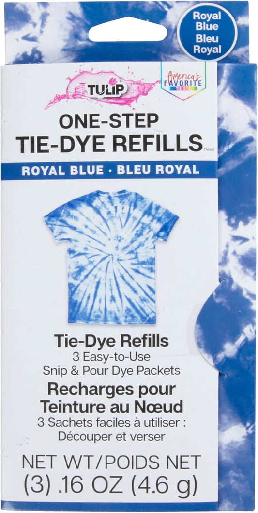 Tulip One-Step Tie-Dye Kit , 3 Fabric Dye Refill Packs, Packs, Royal Blue