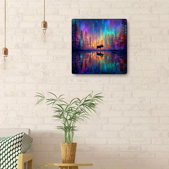 SHICERNHJ Sky Aurora Diamond Art Kits for Adults Beginner,5D Full Drill Diamond Dots for Deer Under Aurora，DIY Round Diamond Painting Kits Gem Art for Crafts Adult Home Decor 14 X 14 Inch