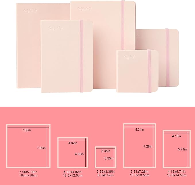 CuppaClip Watercolor Journal 300GSM Fine Grain Art Supplies for Adults Kids Watercolor Pad Wet Media Painting Wood Pulp Paper (Pink+Blue, 3.3x3.3in)