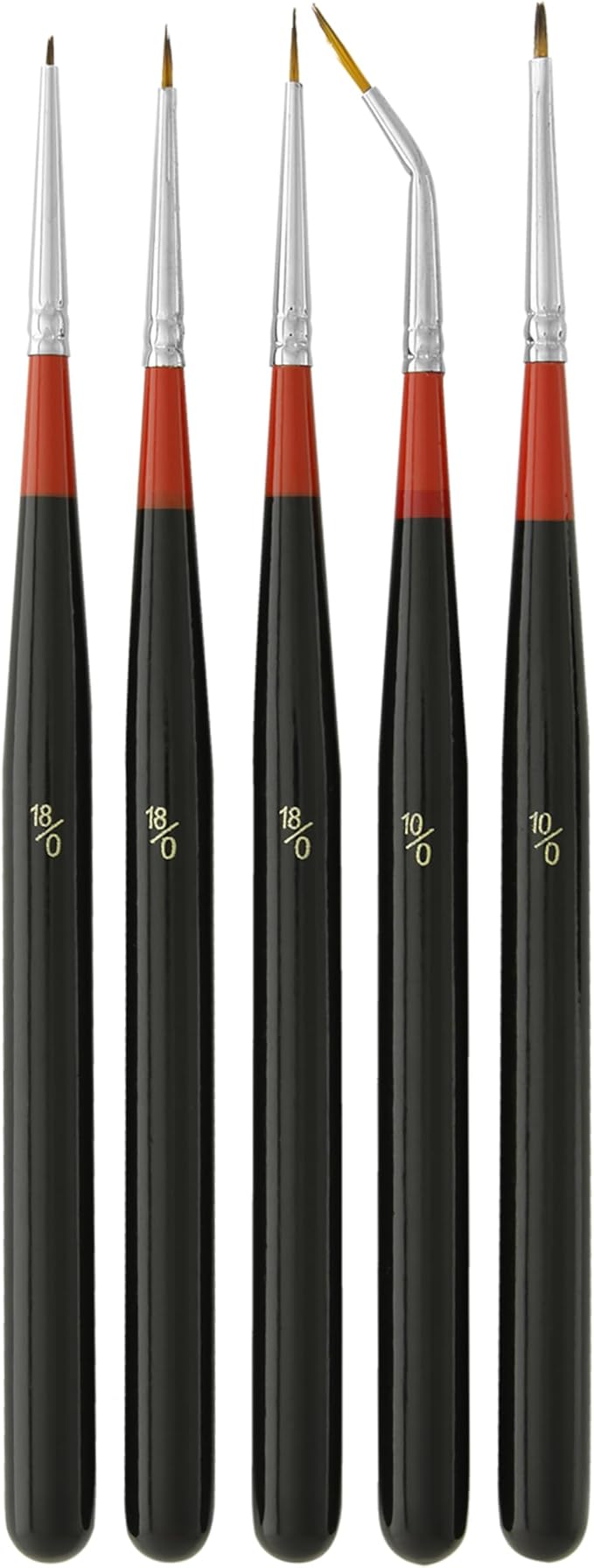 U.S. Art Supply 5 Piece Miniature Tight Spot Micro Fine Detail Art & Beauty Taklon Brush Set with Wood Handles