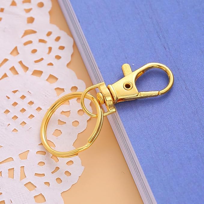60 Pcs Premium Gold Swivel Clasps Lanyard Snap Hooks with Key Rings, Key Chain Clip Hooks Lobster Claw Clasps for Keychain Clip Lanyard, Jewelry Making, DIY Crafts