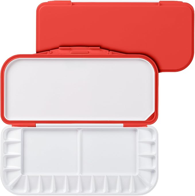 Mr. Pen- Airtight Watercolor Palette with Lid, Red, 18 Wells and 2 Mixing Areas, Empty Watercolor Palette, Paint Pallet with Lid, Folding Paint Tray