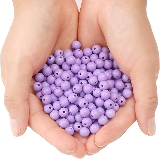 bonny boxx 200pcs 10mm smooth light purple acrylic round beads, plastic resin bubblegum balls chunky gumball beads for necklace and bracelet making, crafting supplies