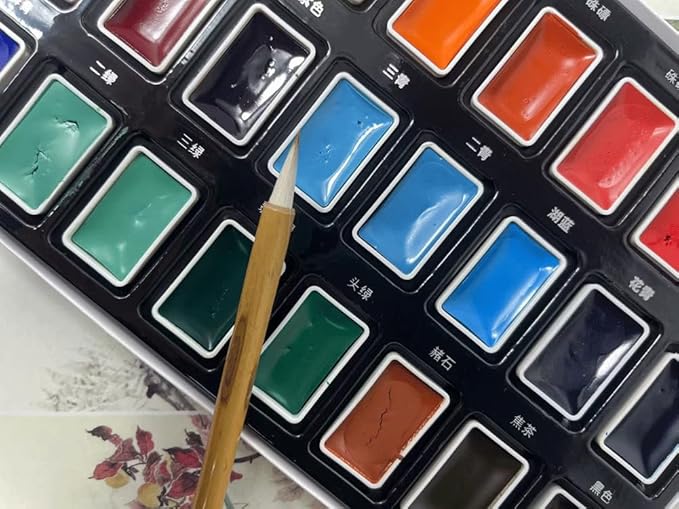 Easyou Marie's Chinese Painting Colors Solid Pigments Watercolor Set 24colors