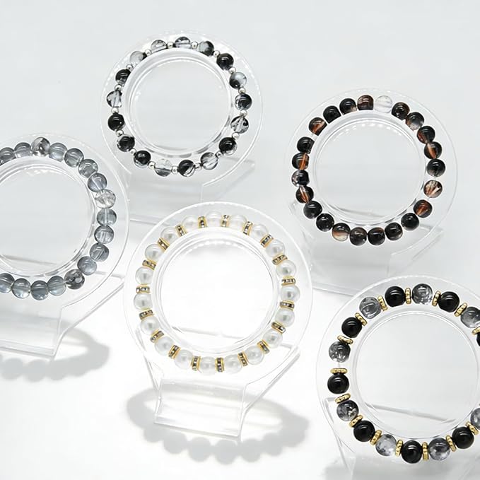 DIPSEOI 8mm Glass Beads for Bracelet Kit - 900 Pcs Jewelry Making Kits Bead DIY with Spacer Charms (Black Grey White Series)
