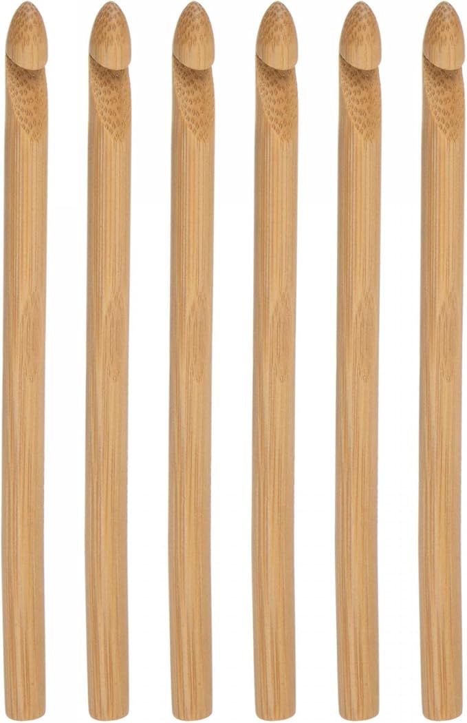 uxcell Wooden Bamboo Crochet Hook 9.0mm US Size M (Size 13) Chunky Knitting Needles for DIY Craft Yarn 6Pcs