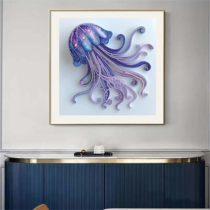 SHICERNHJ 5D Diamond Painting Kits for Adults-Special Shape Diamond Art Kits for Jellyfish,DIY Crystal Rhinestones Painting kit for Home Wall Decoration 12 × 12 inch