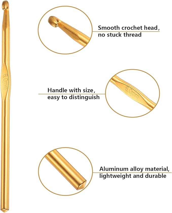 HEYLEAYAR 6MM Aluminum Crochet Hooks 14PCS,Crochet Needle US Size J(US Size 10),Crochet Hooks Bulk for Craft Yarn Contribute to Beginners