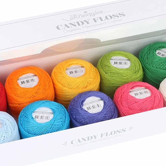 Scheepjes Candy Floss Color Pack, 10 x 20 g Mercerized Cotton Yarn, Birthday Cake Assortment