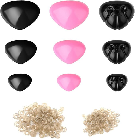 90pcs Safety Eyes and Noses for Amigurumi, Cute Doll Nose with Gaskets Animal Safety Noses for Crafts Safety Noses for Craft Doll Puppet Plush Toy Bear Accessories