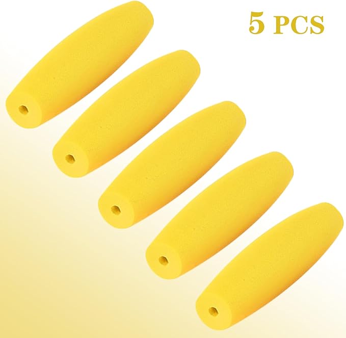 HEYLEAYAR Yellow Crochet Hooks Grips, 5Pcs Ergonomic Crochet Hook Handle, Foam Grip Handle Crochet Accessories Fits 5mm to 6mm Crochet Needles