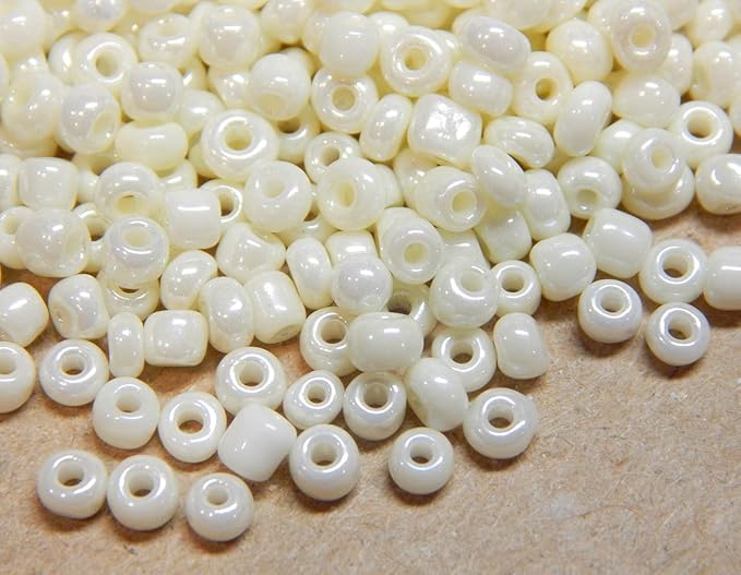Perlin Glass Seed Beads 2mm 11/0 Round Mini Small Pony Beads 6500pcs for Making Earrings Bracelets Pendants Waist Jewelry DIY Handmade Opaque Color Kit (Beige)