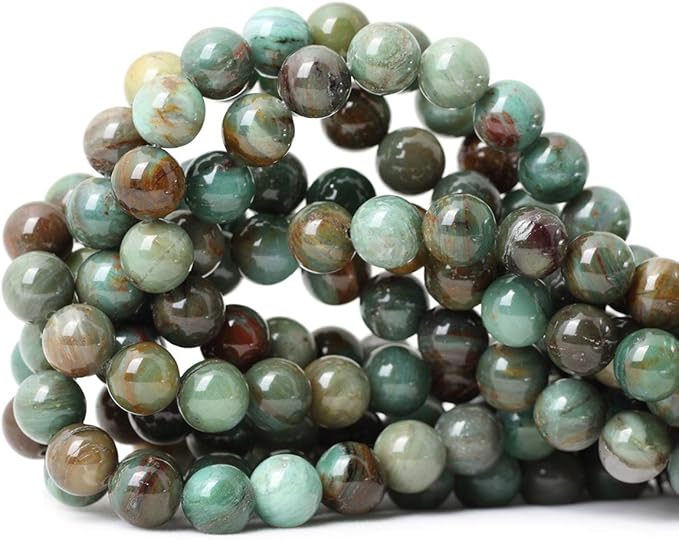 cheavian 35pcs 10mm natural dragon blood jade round loose beads stone beads for jewelry making 1 strand 15"
