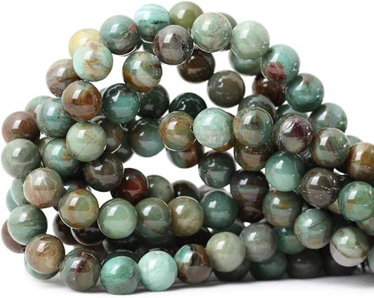 cheavian 35pcs 10mm natural dragon blood jade round loose beads stone beads for jewelry making 1 strand 15"