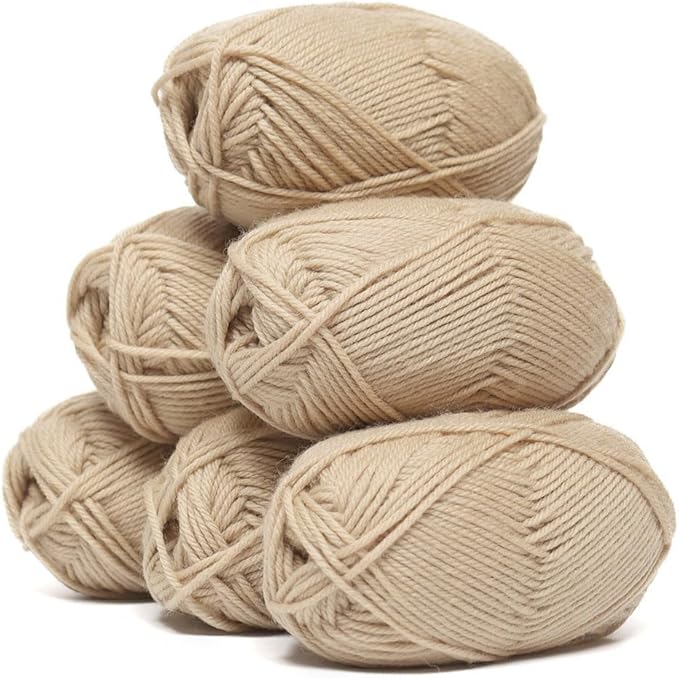 Alpaca Warehouse 100% Pure Wool Yarn Superwash Set of 3 Skeins (300 Grams) DK Weight - Sourced Directly from Peru - Heavenly Soft and Perfect for Knitting and Crocheting (Beige Latte - 6 Skeins)