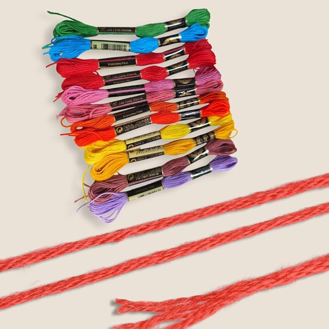 12 Skeins 6 Strands Rainbow Color Embroidery Thread Colorful Variegated Friendship Bracelet String Polyester Gradient Cross Stitch Floss Yarn Threads Bulk for Hand Sewing Bracelets Craft Diy