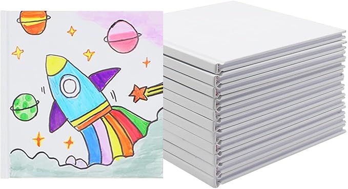 zmybcpack 12 pack white hardcover blank book 5x5 inch, hardcover blank book for students to write stories, hardcover sketchbooks journal（white, 22 sheets/ 44 pages each notebook）