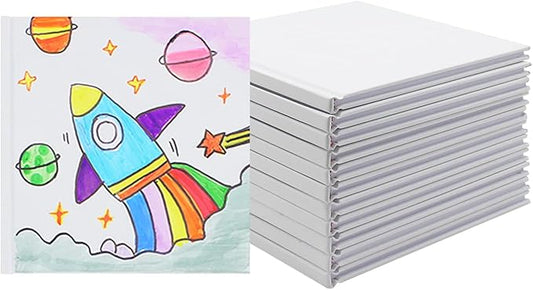 zmybcpack 12 pack white hardcover blank book 5x5 inch, hardcover blank book for students to write stories, hardcover sketchbooks journal（white, 22 sheets/ 44 pages each notebook）