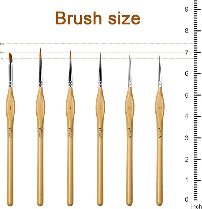 6Pcs Miniature Paint Brushes Set with Triangular Handles - for Acrylics, Oils, Watercolors & Paint by Number, Figurine（2PACK）