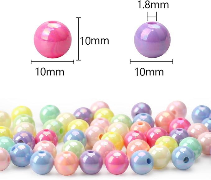 bonny boxx 200pcs 10mm smooth mix ab color acrylic round beads, plastic resin bubblegum balls chunky gumball beads for necklace and bracelet making, crafting supplies