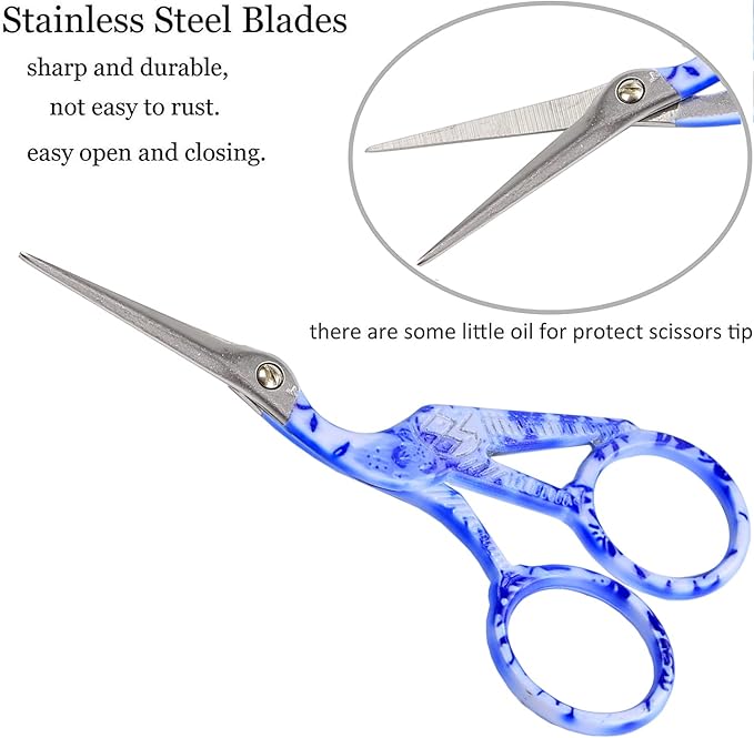 BIHRTC 4.5inch Crochet Scissors with Case Thread Embroidery Scissors Stainless Steel Sharp for Household Handicraft Needlework Threading DIY Art Handcraft Tool