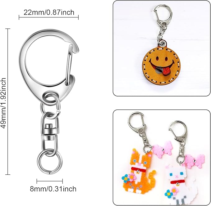Roctee 50 pcs Metal Lobster Clasp Key, 1.92‘’ Keychain Clip, Swivel Clasps Lanyard Snap Hook, DIY Crafts Key Chain, Lobster Claw Clasp