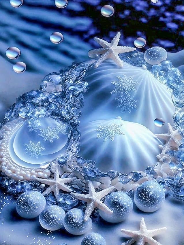 Seashell Stamped Cross Stitch Kits Summer Beach Cross Stitch Patterns,Dimensions Cross Stitch Kits Embroidery Kit Arts and Crafts for Beginners 15.7x11.8 inch