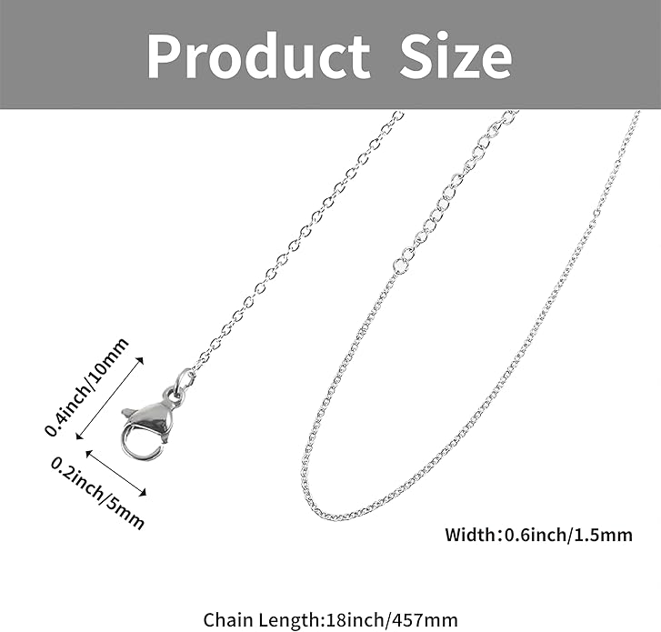 30 Pack Necklace Chains Bulk, Silver Chain Necklace, 1.5mm Stainless Steel Necklace Chains for Jewelry Making