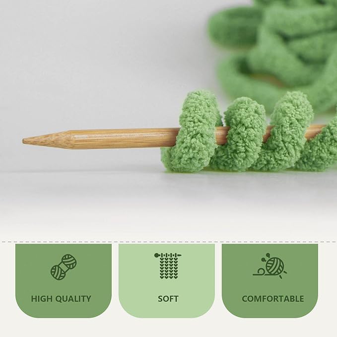 Avocado Green Chunky Chenille Yarn for Crocheting Bulky Thick Fluffy Yarn for Knitting,Super Bulky Hand Blanket, Soft Plush Yarn Crochet Carpet/Scarf/Cushion/ 8 Jumbo Pack(63.76oz/197.68yd