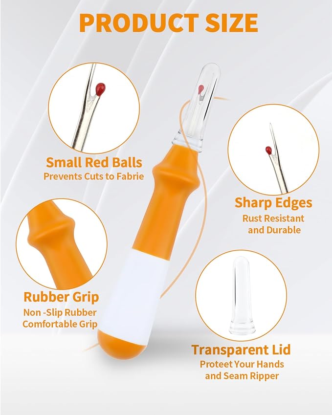 Needle and Thread Seam Ripper, Rippers for Sewing and Thread (Orange)