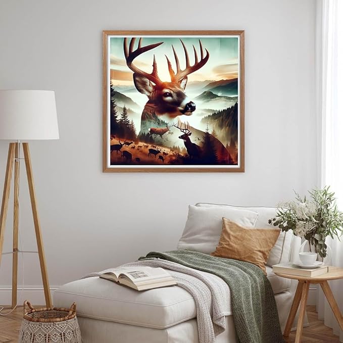ARPADAMO Elk Diamond Art Kits for Adults,5D Deer Diamond Painting DIY Animal Diamond Art Diamond Painting Kit for Adult,Round Full Drill Diamonds, Diamond Art Kits for Home Decor-13.78x13.78inch