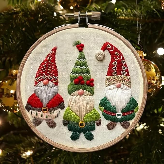Huacan Embroidery Kits for Adults Beginner DIY Cross Stitch Stamped Christmas Pattern Stitching Sewing Kit 1 Piece 7.8 x 7.8 Inch (Santa Claus)