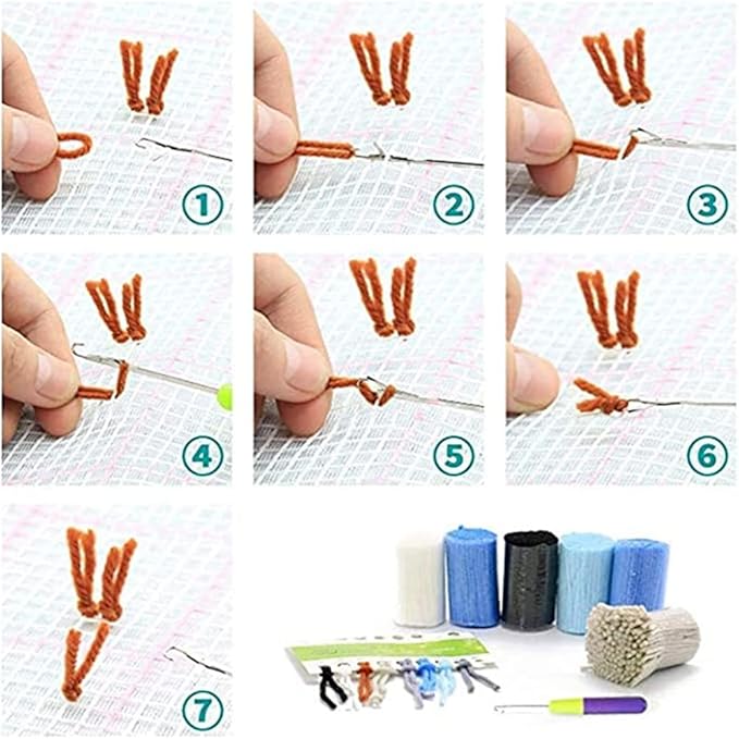 Yglnden Latch Hook Kits Pillow Flamingo Crochet Yarn Cushion Colour Pre-Printed Canvas Rug Needlework DIY Pillowcase Hook and Latch Kit Christmas Home Sofa Decoration 43x43cm/17X17inch