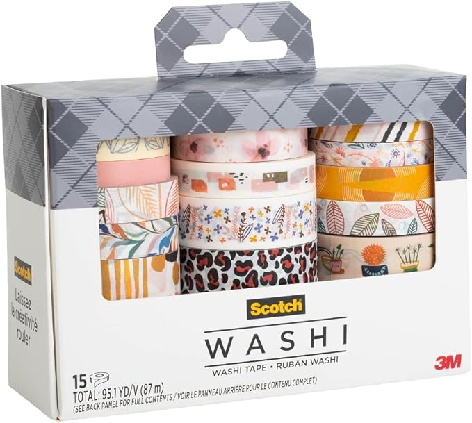 Scotch Washi Tape, Sunset Design, 5 Rolls, Great for Bullet Journaling, Scrapbooking and DIY Décor (C1017-5-P5)
