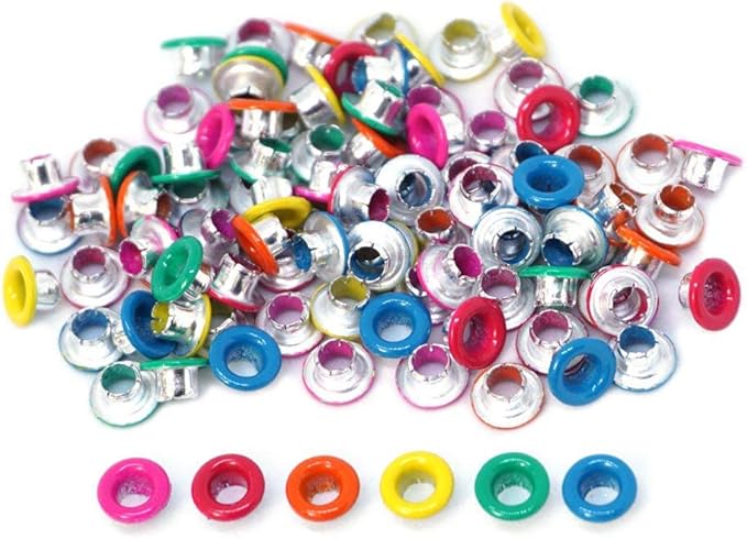 FoRapid 3mm/1/8 Aluminum Quicklet Eyelets-Scrapbooking/Birthday Wedding Greeting Holiday Card/Paper Craft/Luggage Cruise Tag/DIY Album/Clothing etc-Pre-Cut Back Slit Set with a Pen-84 PCS (Vivid)