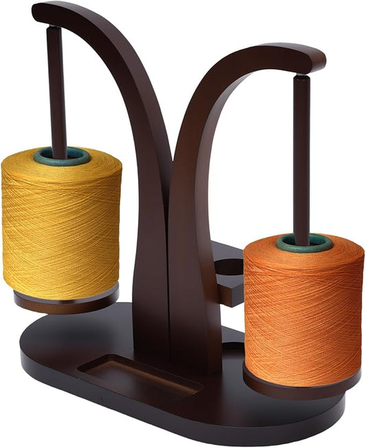 eZAKKA Upgraded Magnetic Yarn Holder Spinner – Double Yarn Holder with Wooden Yarn Spool Rack & Organizer Base, Portable Crochet Yarn Holder for Crocheting and Knitting Lovers, 1 Pack