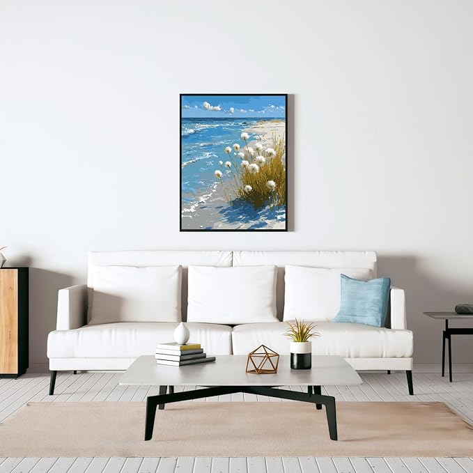 Mosaflare Paint by Numbers for Adults Beginner, Beach Dandelion Adult Paint by Number Kits on Canvas, DIY Acrylic Oil Easy Painting by Numbers for Home Wall Decor 16X20 inch (Without Frame)