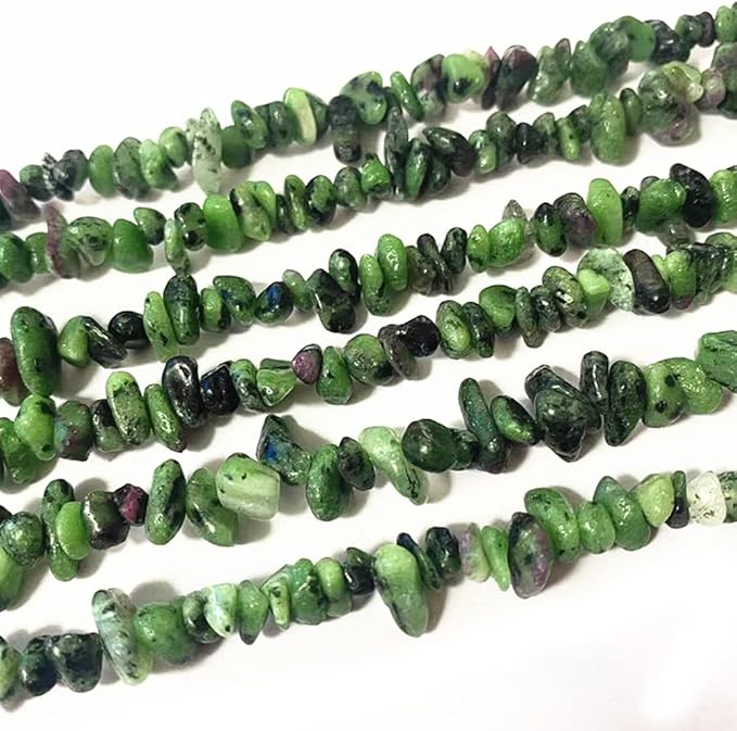 7-8mm Natural Ruby Zoisite Gemstone Chips Beads Healing Crystals Waist Bracelets Necklace Kit Irregular Stone DIY Crafts Design Jewelry Making