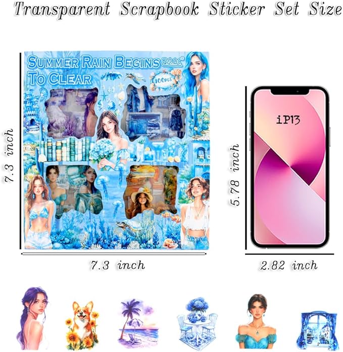 428Pcs Summer Scrapbook Stickers for Scrapbooking Supplies, 100 Sheets Transparent PET Scenery Journal Stickers for Journaling, Junk Journal, Scrap Book, Card Making, Collage, DIY Crafts Arts