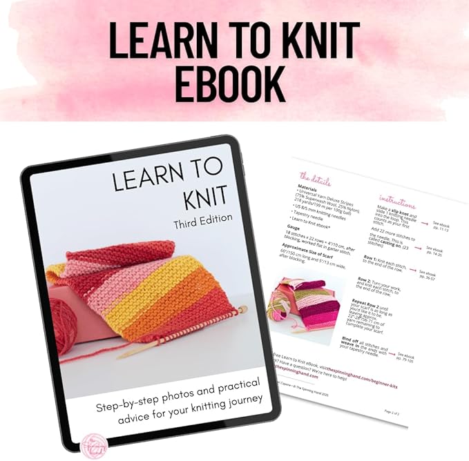 The Spinning Hand Knitting Kit for Beginners Adults – Learn to Knit Scarf Kit with Yarn, Needles & Step-by-Step Video Tutorials – Complete Starter Set (Tie Dye)