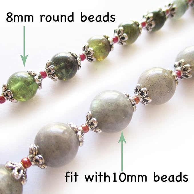Heather's cf Flower Bead Caps Custom Fancy Charm Jewelry Making Spacer Kit Findings Bulk Vintage for Bracelets Earrings Necklaces Rings Beading Supplies Craft Non Tarnish DIY (Silver Tone - 500 Pcs)