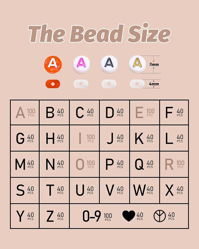 Black Letter Beads with Gold Finish - 1650 Pieces, Round, Includes Vowels, Numbers & Spacer Beads