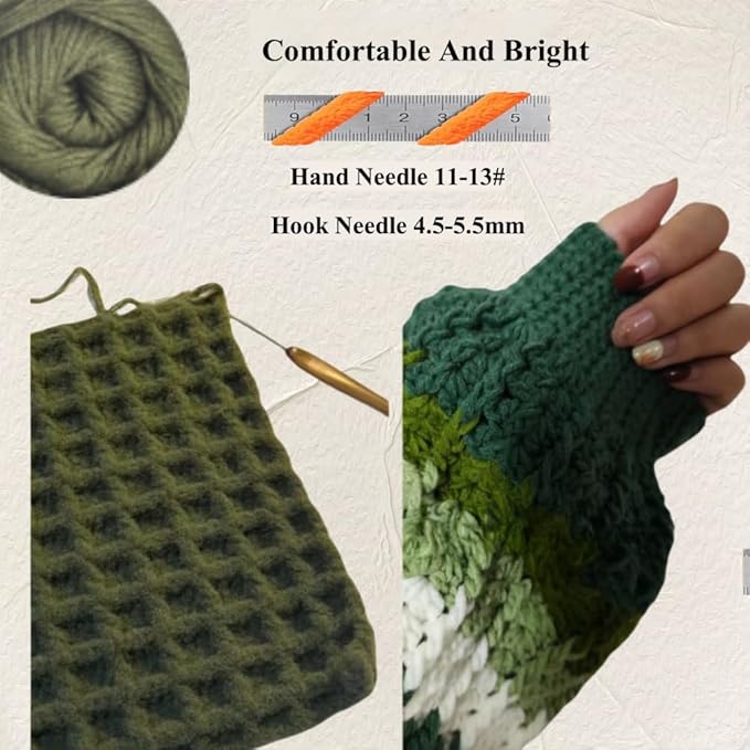 Yarn for Crocheting Bulk - 10Balls 17.6OZ Pack Acrylic Green Yarns Large - DIY Weaving & Knitting Tool Thread for Beginners Army Green