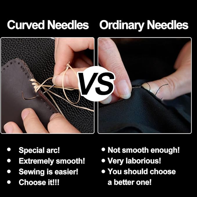 50 Pcs Curved Leather Needles,Curved Leather Hand Sewing Needles with 7 Sizes,Upholstery Needles for Leather Carpet or Canvas Repairing or Craft Projects
