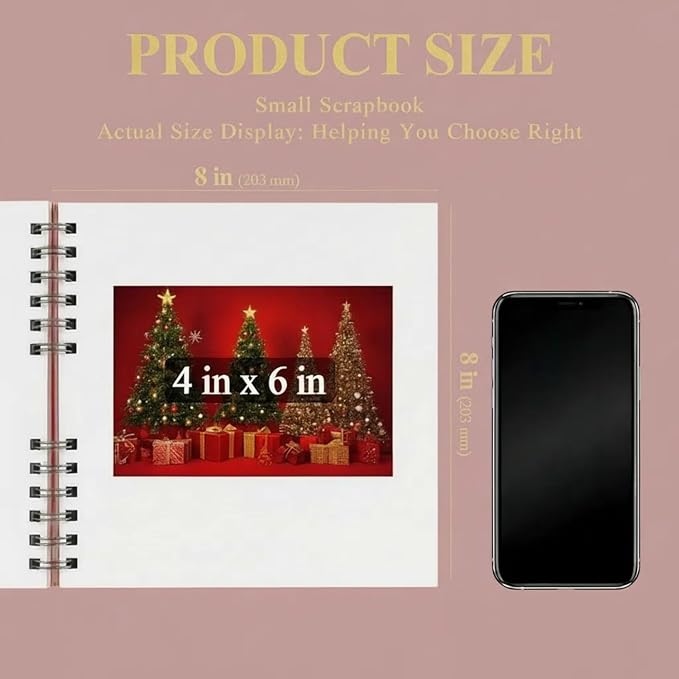 Pink Scrapbook Album, 8" x 8" Scrap Book 30 Sheets (60 pages), Memory Book & Photo Album for Wedding Guest, Baby Shower, Valentines, Engagement | Scrapbooking Supplies & Christmas Gift.